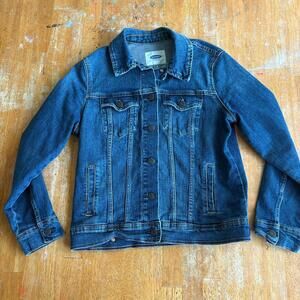 Old Navy Denim Jacket Women Medium Blue Trucker Jean Jacket Button Front Classic
